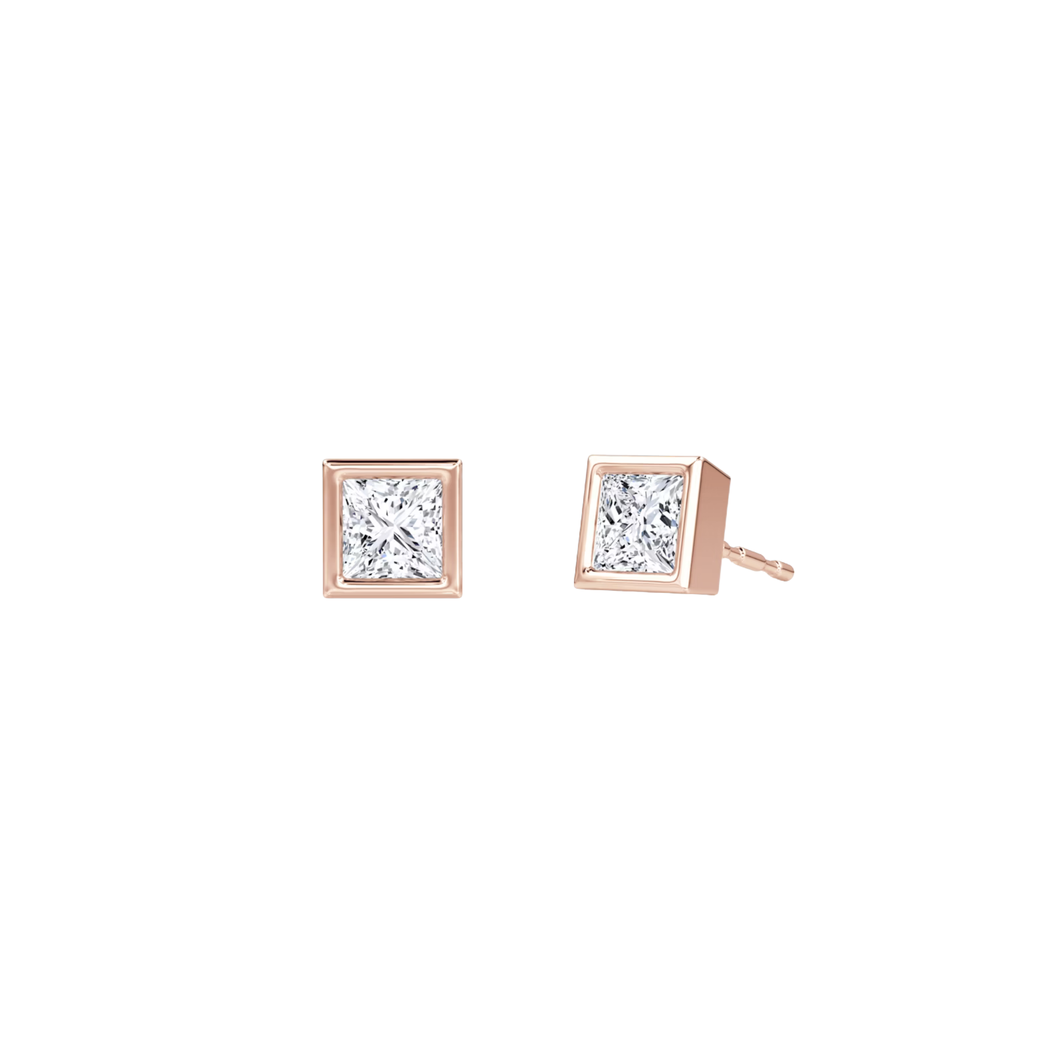 Sorelle Princess-Cut Diamond Bezel Stud Earrings 18K Rose Gold - Natural Diamonds & Lab Grown Diamonds - Best prices for jewelry and diamonds. The best jewelry to shop in Dubai and Abu Dhabi - Dubai Tourism. Best Shopping in Dubai Mall - Fashion Avenue, Mall of Emirates, Dubai, Palm Jumeirah and UAE. Hip-hop custom jewelry and manufacturer supplier - diamond and gold wholesaler. The best place to visit in Dubai during vacation. Richie Gold & Diamond is located in Dubai Gold Souk