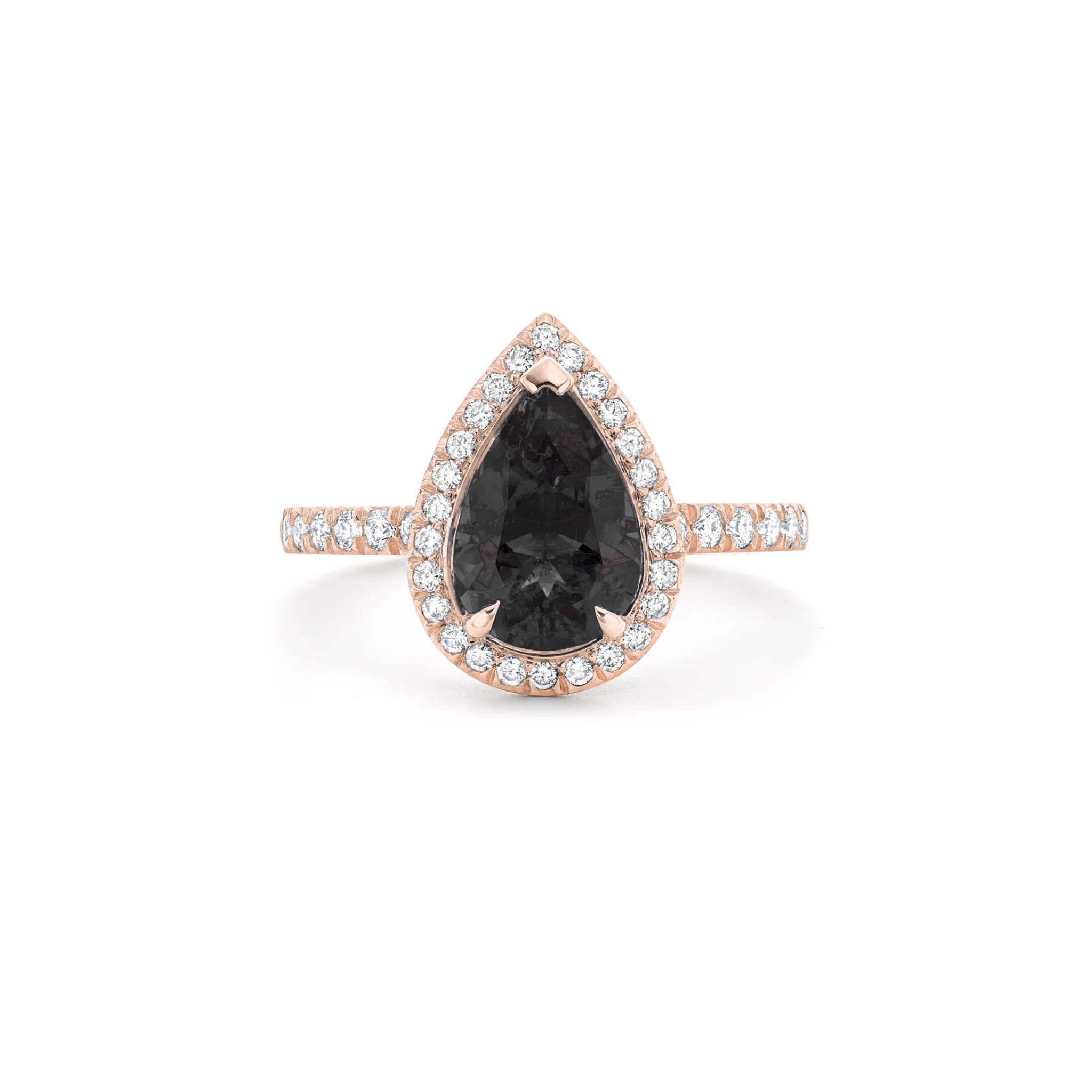 Thalara Black Diamond Pear Halo Ring 18K  Rose Gold - Natural Diamonds & Lab Grown Diamonds - Best prices for jewelry and diamonds. The best jewelry to shop in Dubai and Abu Dhabi - Dubai Tourism. Best Shopping in Dubai Mall - Fashion Avenue, Mall of Emirates, Dubai, Palm Jumeirah and UAE. Hip-hop custom jewelry and manufacturer supplier - diamond and gold wholesaler. The best place to visit in Dubai during vacation. Richie Gold & Diamond is located in Dubai Gold Souk