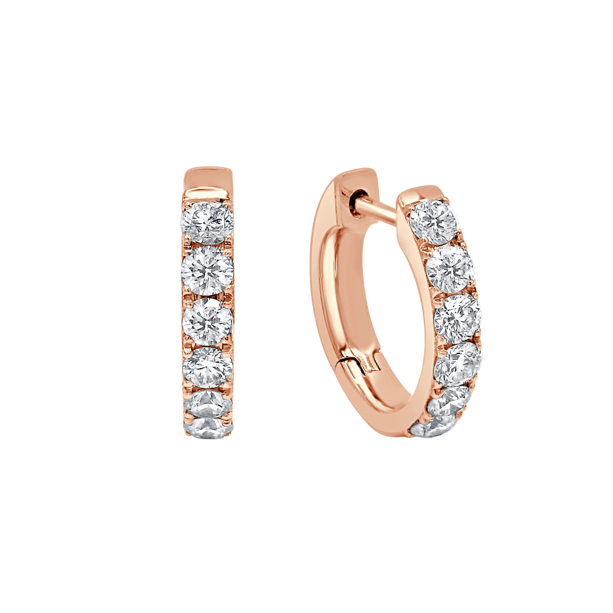 Thalia 6-Diamond Huggie Earrings 18K Rose Gold - Natural Diamonds & Lab Grown Diamonds  - Best prices for jewelry and diamonds. The best jewelry to shop in Dubai and Abu Dhabi - Dubai Tourism. Best Shopping in Dubai Mall - Fashion Avenue, Mall of Emirates, Dubai, Palm Jumeirah and UAE. Hip-hop custom jewelry and manufacturer supplier - diamond and gold wholesaler. The best place to visit in Dubai during vacation. Richie Gold & Diamond is located in Dubai Gold Souk