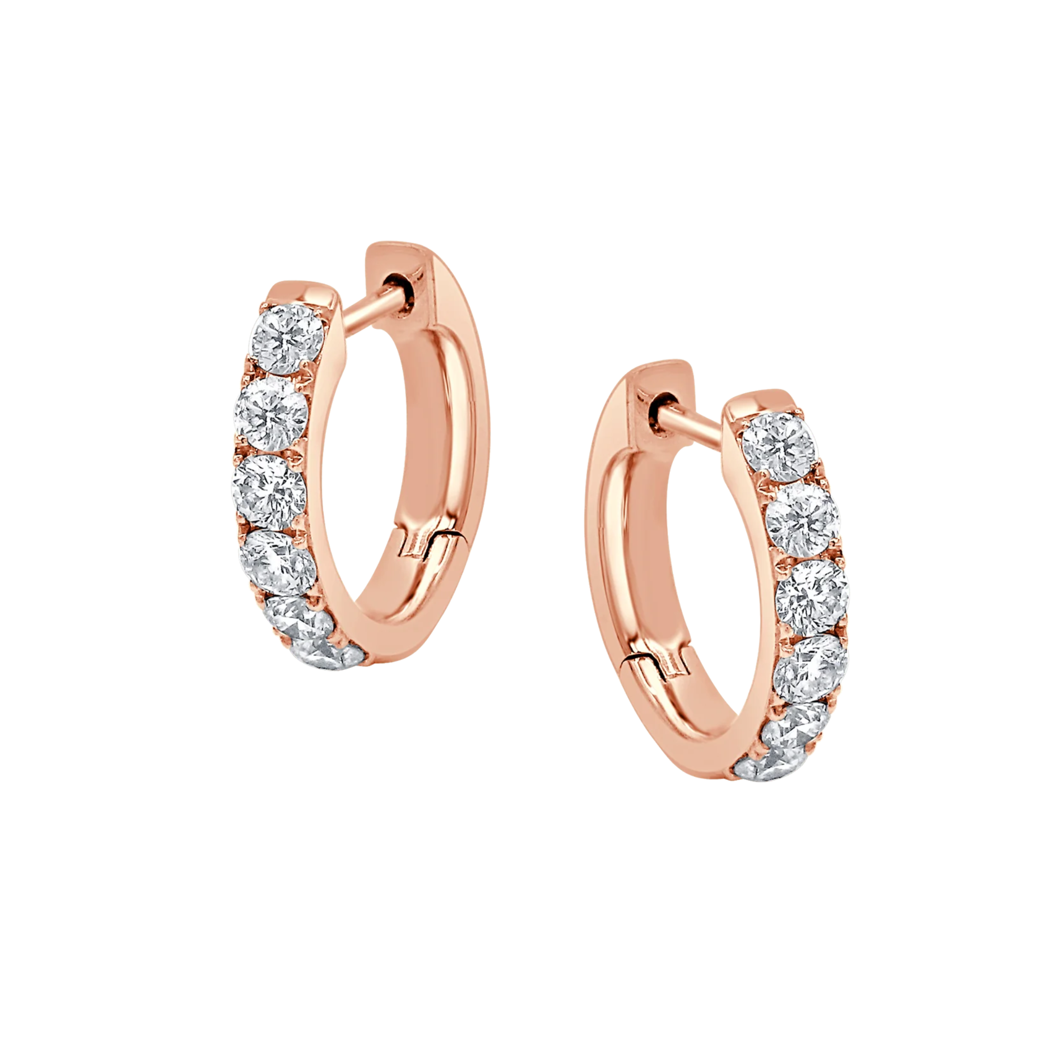 Thalia 6-Diamond Huggie Earrings 18K Rose Gold - Natural Diamonds & Lab Grown Diamonds  - Best prices for jewelry and diamonds. The best jewelry to shop in Dubai and Abu Dhabi - Dubai Tourism. Best Shopping in Dubai Mall - Fashion Avenue, Mall of Emirates, Dubai, Palm Jumeirah and UAE. Hip-hop custom jewelry and manufacturer supplier - diamond and gold wholesaler. The best place to visit in Dubai during vacation. Richie Gold & Diamond is located in Dubai Gold Souk