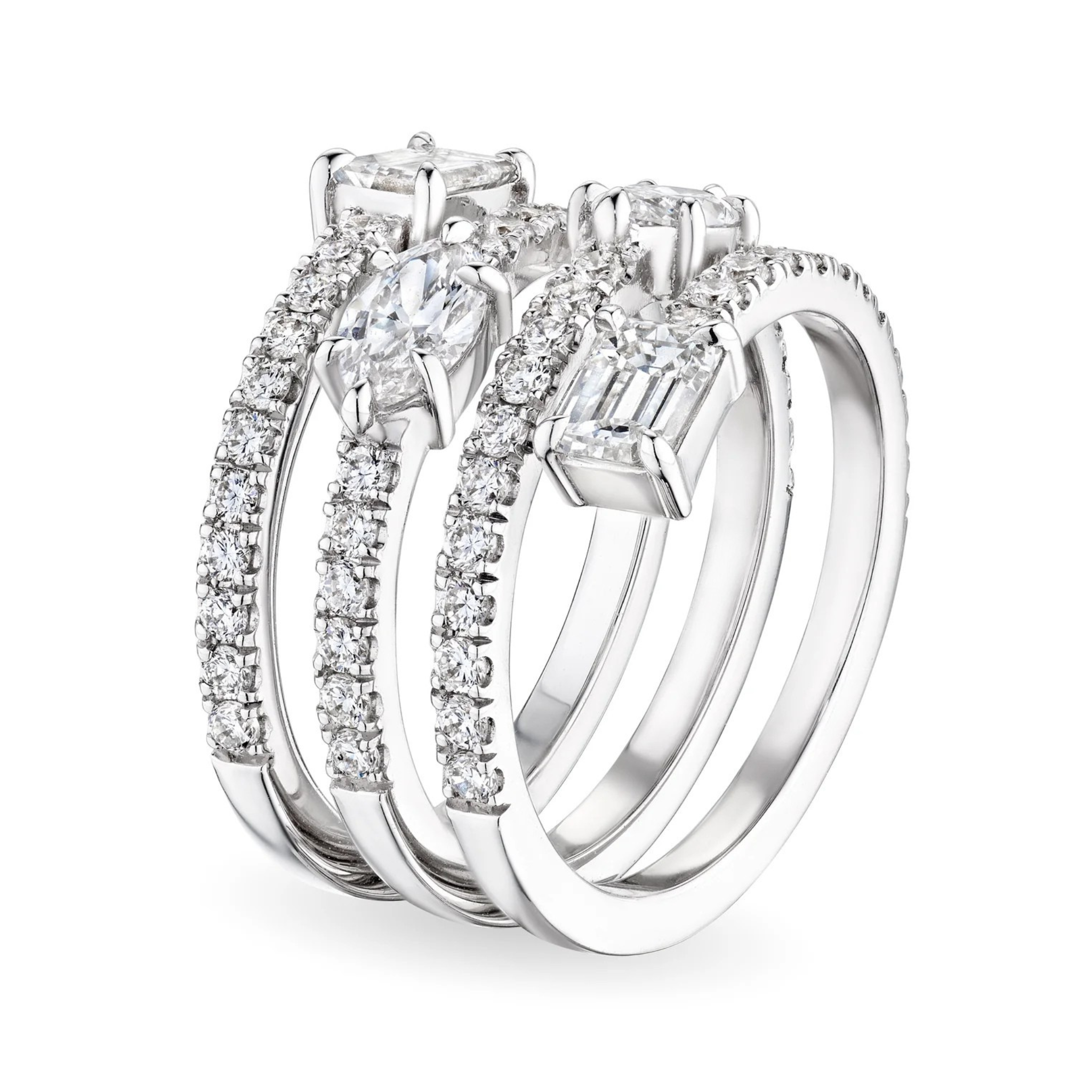 Valira Triple Marquise Emerald-Cut Diamond Wrap Ring 18K White Gold - Natural Diamonds & Lab Grown Diamonds  - Best prices for jewelry and diamonds. The best jewelry to shop in Dubai and Abu Dhabi - Dubai Tourism. Best Shopping in Dubai Mall - Fashion Avenue, Mall of Emirates, Dubai, Palm Jumeirah and UAE. Hip-hop custom jewelry and manufacturer supplier - diamond and gold wholesaler. The best place to visit in Dubai during vacation. Richie Gold & Diamond is located in Dubai Gold Souk