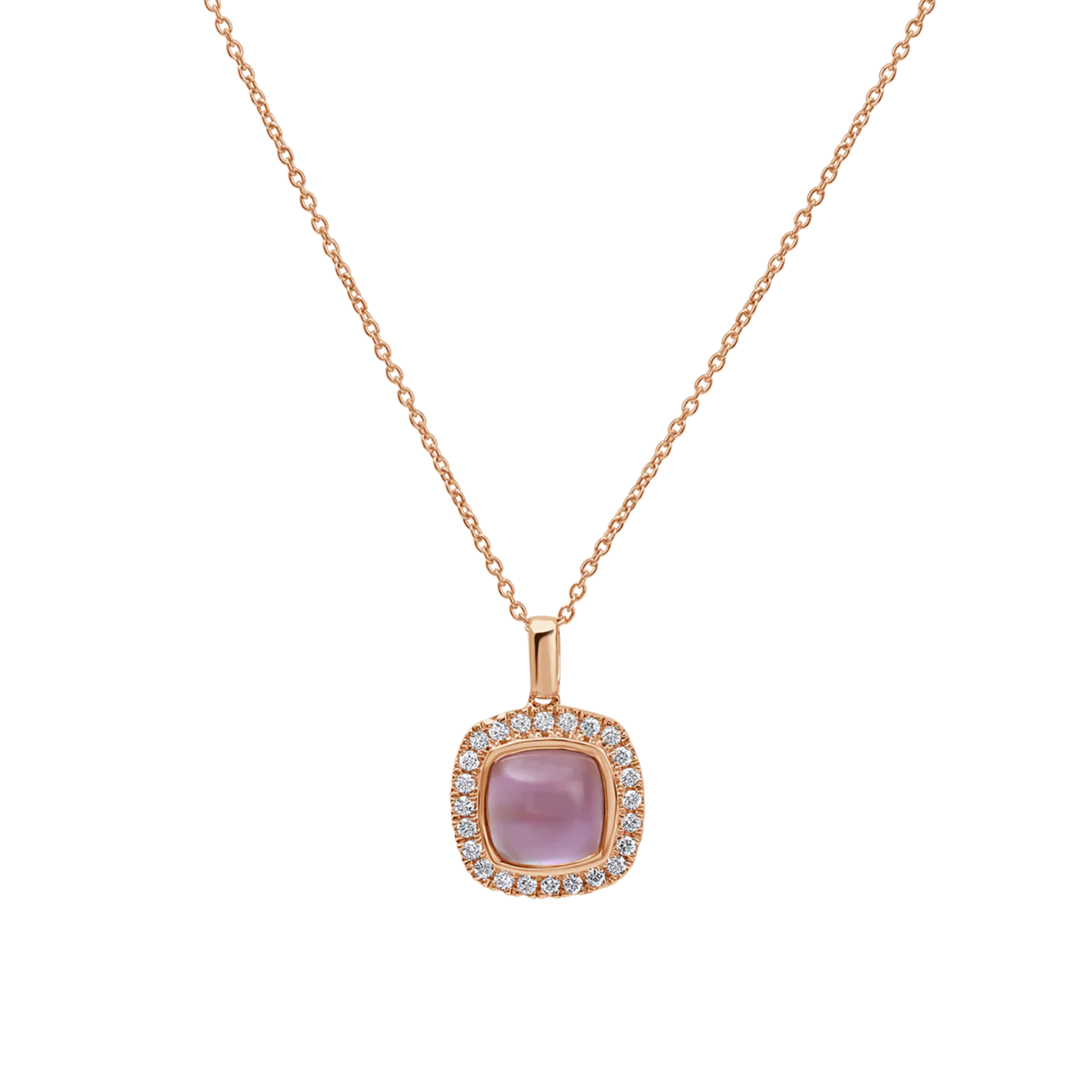 Viola Amethyst Cabochon Pendant 18K Rose Gold   - Natural Diamonds & Lab Grown Diamonds  - Best prices for jewelry and diamonds. The best jewelry to shop in Dubai and Abu Dhabi - Dubai Tourism. Best Shopping in Dubai Mall - Fashion Avenue, Mall of Emirates, Dubai, Palm Jumeirah and UAE. Hip-hop custom jewelry and manufacturer supplier - diamond and gold wholesaler. The best place to visit in Dubai during vacation. Richie Gold & Diamond is located in Dubai Gold Souk