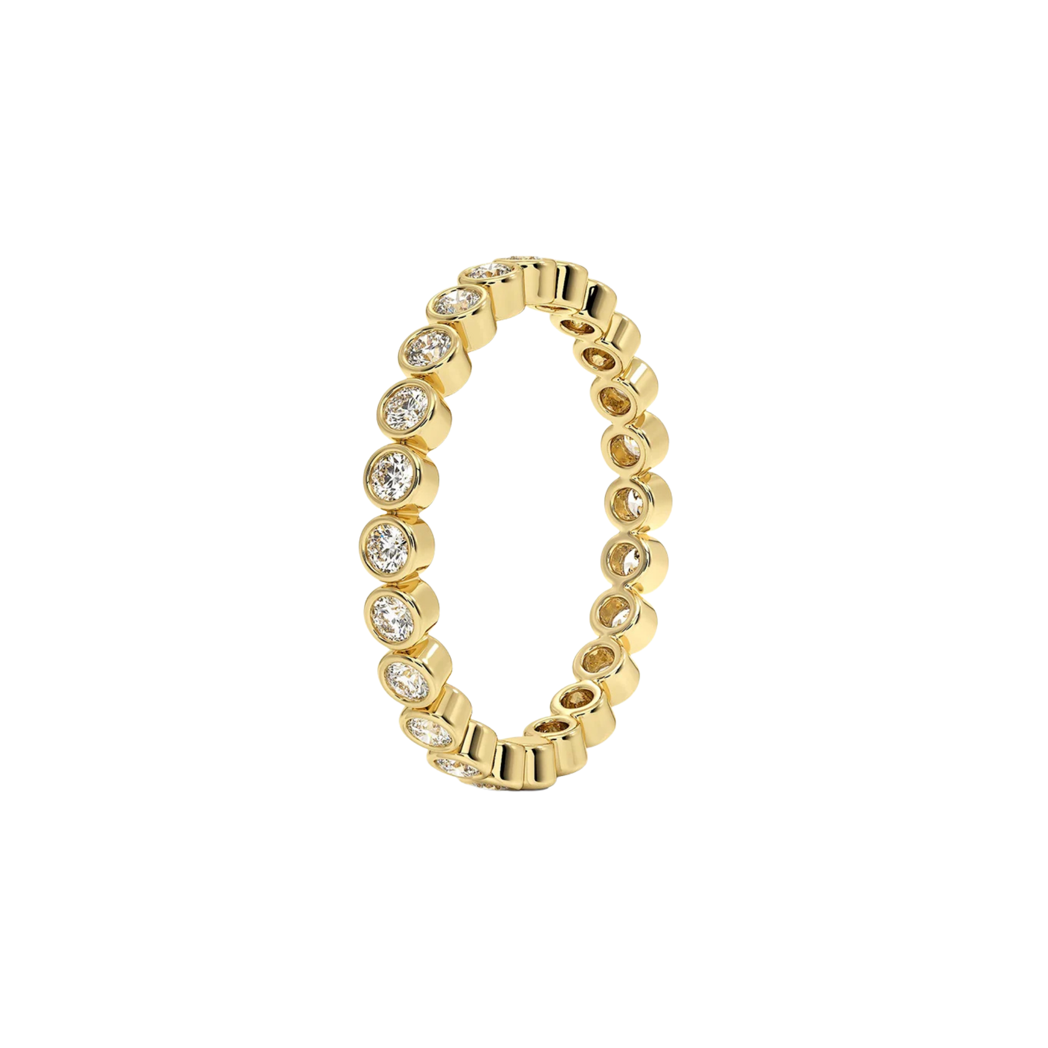 Vionne Bezel Diamond Eternity Band in 18K Gold - Natural diamond and lab grown diamond engagement rings and wedding bands at unbeatable prices. Best bridal jewelry collections in Dubai and Abu Dhabi, featuring custom-made rings, timeless solitaires, and luxury wedding sets. Richie Gold & Diamond in the heart of Dubai Gold Souk — your trusted destination for engagement rings, wedding bands, and fine jewelry in the UAE, Dubai Mall, Fashion Avenue, Mall of the Emirates, and Palm Jumeirah