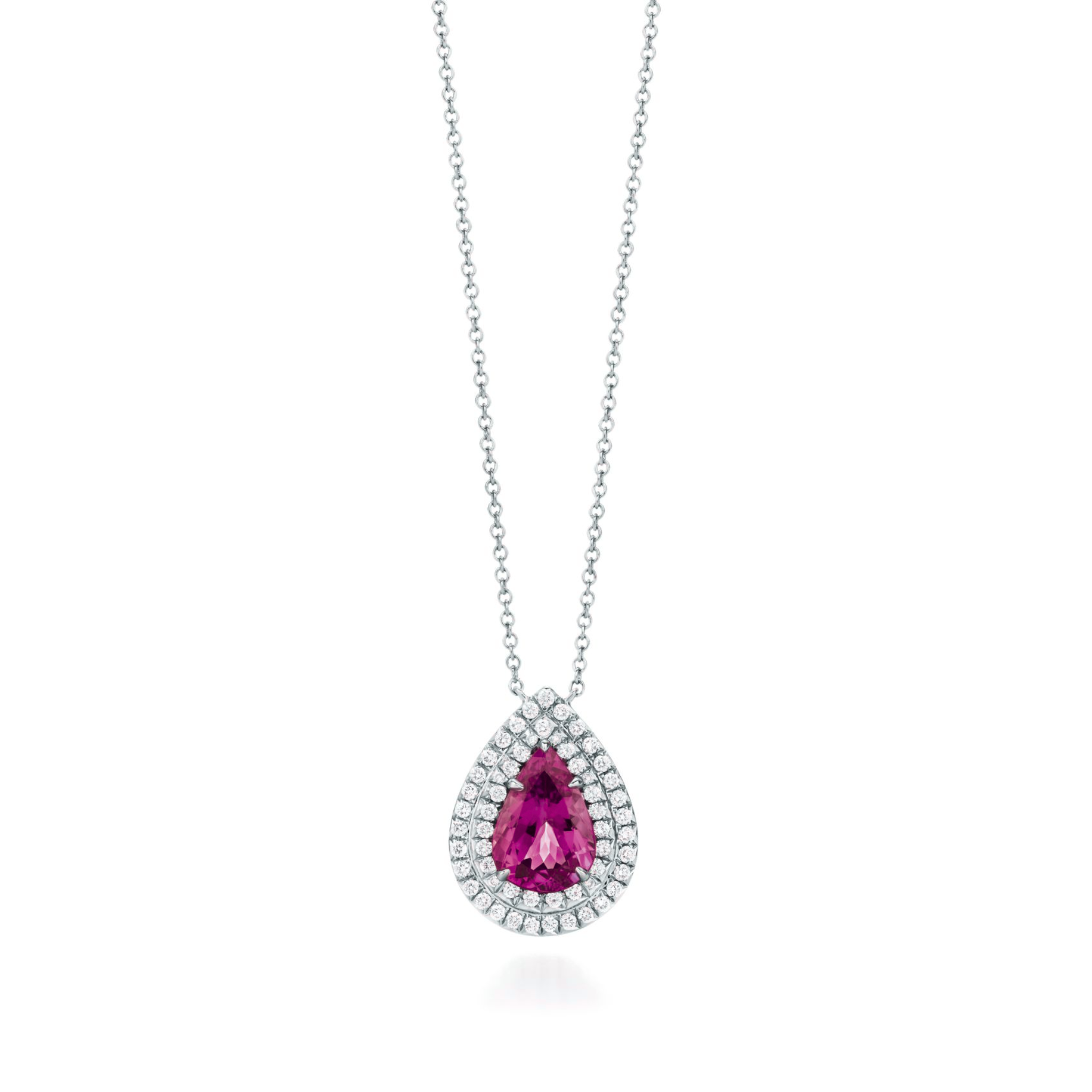 Zayana Pear Pink Sapphire Double Halo Pendant 18K White Gold   - Natural Diamonds & Lab Grown Diamonds  - Best prices for jewelry and diamonds. The best jewelry to shop in Dubai and Abu Dhabi - Dubai Tourism. Best Shopping in Dubai Mall - Fashion Avenue, Mall of Emirates, Dubai, Palm Jumeirah and UAE. Hip-hop custom jewelry and manufacturer supplier - diamond and gold wholesaler. The best place to visit in Dubai during vacation. Richie Gold & Diamond is located in Dubai Gold Souk