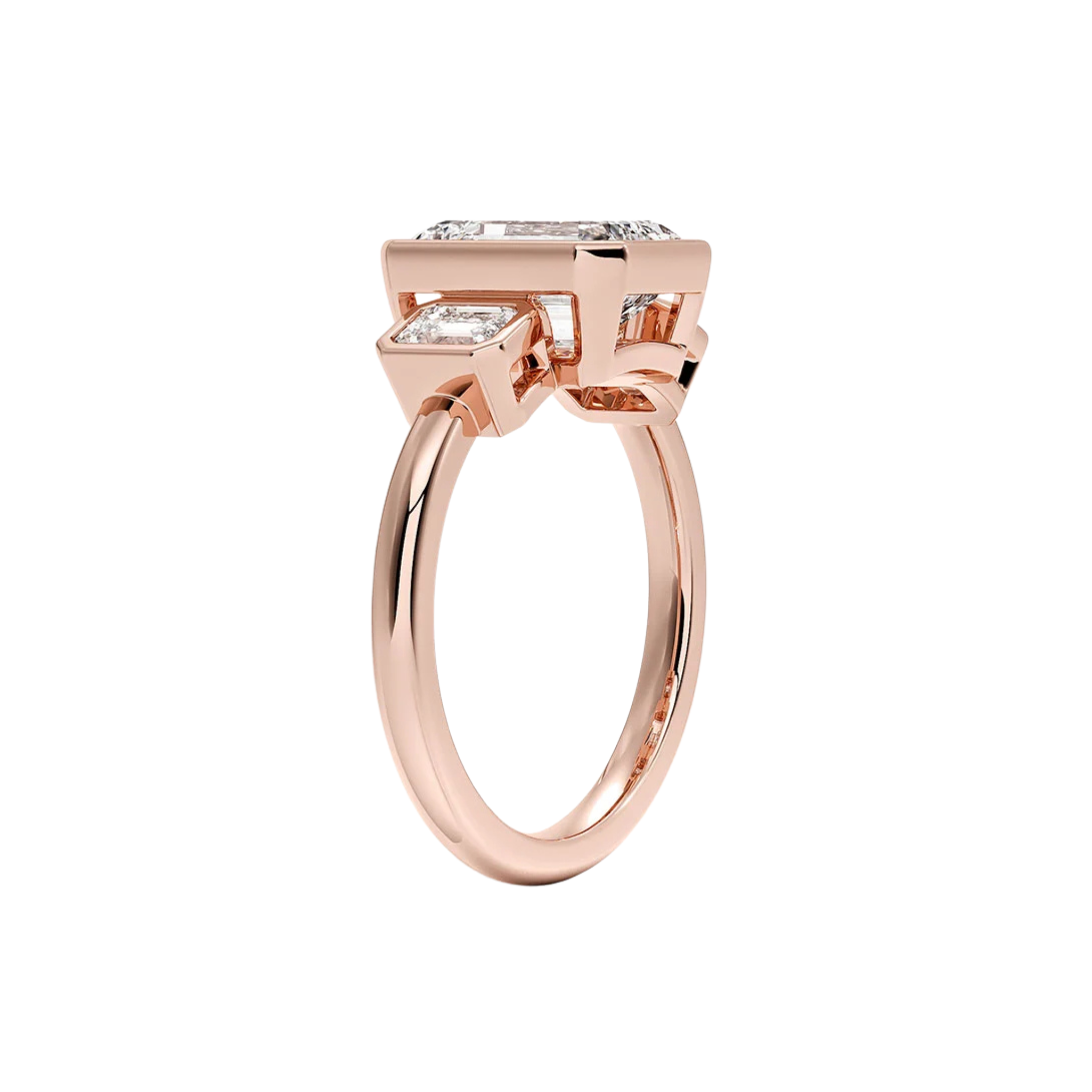 Zeyrith Three-Stone Bezel Ring in 18K Rose Gold - Best prices for jewelry and diamonds. The best jewelry to shop in Dubai and Abu Dhabi - Dubai Tourism. Best Shopping in Dubai Mall - Fashion Avenue, Mall of Emirates, Dubai, Palm Jumeirah and UAE. Hip-hop custom jewelry and manufacturer supplier - diamond and gold wholesaler. The best place to visit in Dubai during vacation. Richie Gold & Diamond is located in Dubai Gold Souk