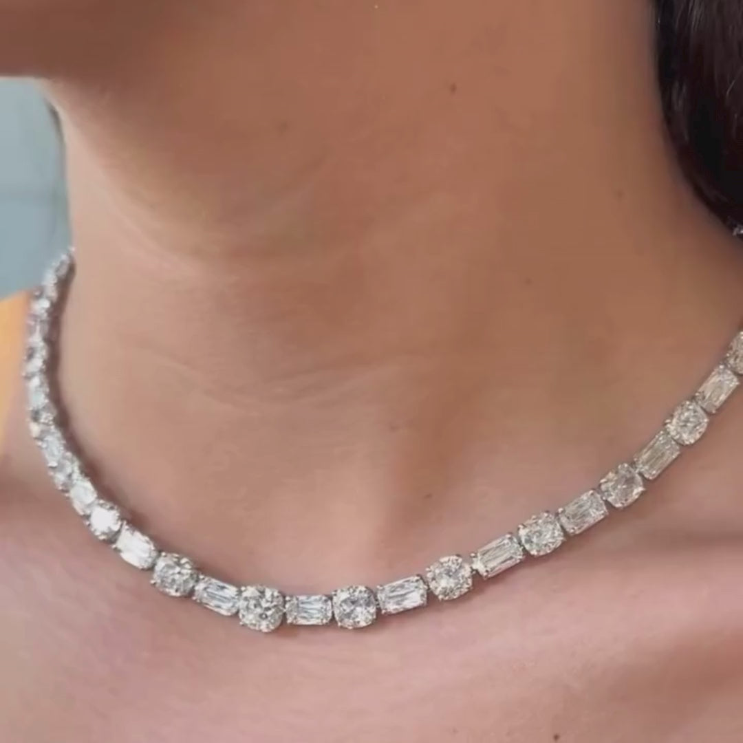 Custom Tennis Necklace, Dubai Jeweller Richie Gold & Diamonds - Best Prices in Dubai & Gold Souk. Natural & Lab Grown Tennis Necklaces, Round Cut Tennis Necklace, Mix Cut Tennis Necklace, Oval Tennis Necklace, Fancy Cut Diamonds Tennis Necklace, Classic Diamond Tennis Necklaces - Round & Radiant Diamond Tennis Necklace