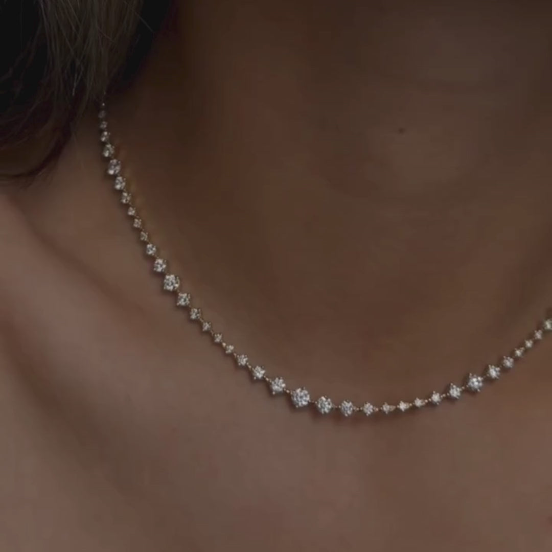 Custom Tennis Necklace, Dubai Jeweller Richie Gold & Diamonds - Best Prices in Dubai & Gold Souk. Natural & Lab Grown Tennis Necklaces, Round Cut Tennis Necklace, Mix Cut Tennis Necklace, Oval Tennis Necklace, Fancy Cut Diamonds Tennis, Classic Diamond Tennis - Gold Diamond Tennis Necklace