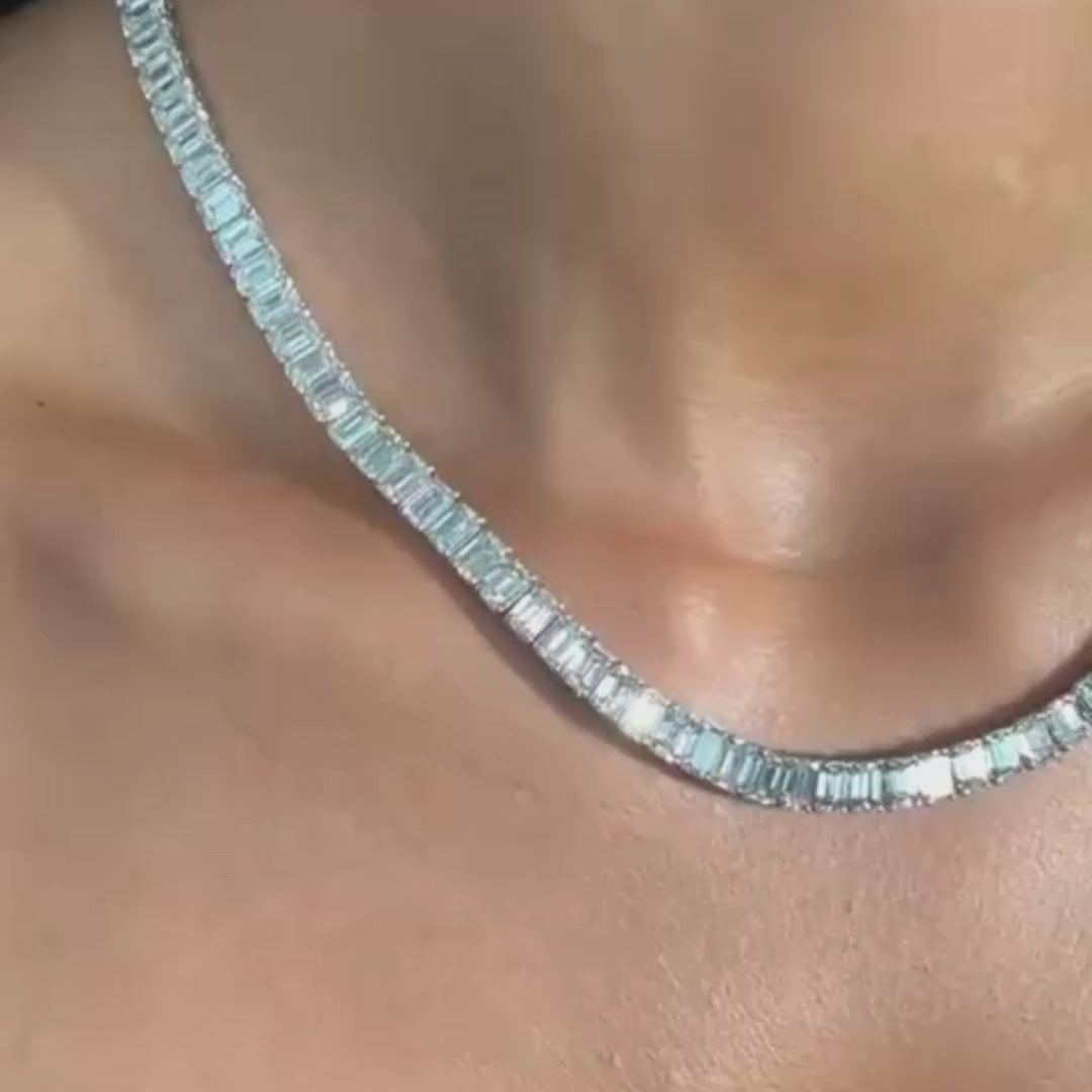 Custom Tennis Necklace, Dubai Jeweller Richie Gold & Diamonds - Best Prices in Dubai & Gold Souk. Natural & Lab Grown Tennis Necklaces, Round Cut Tennis Necklace, Mix Cut Tennis Necklace, Oval Tennis Necklace, Fancy Cut Diamonds Tennis Necklace, Classic Diamond Tennis - Baguette Tennis Necklace