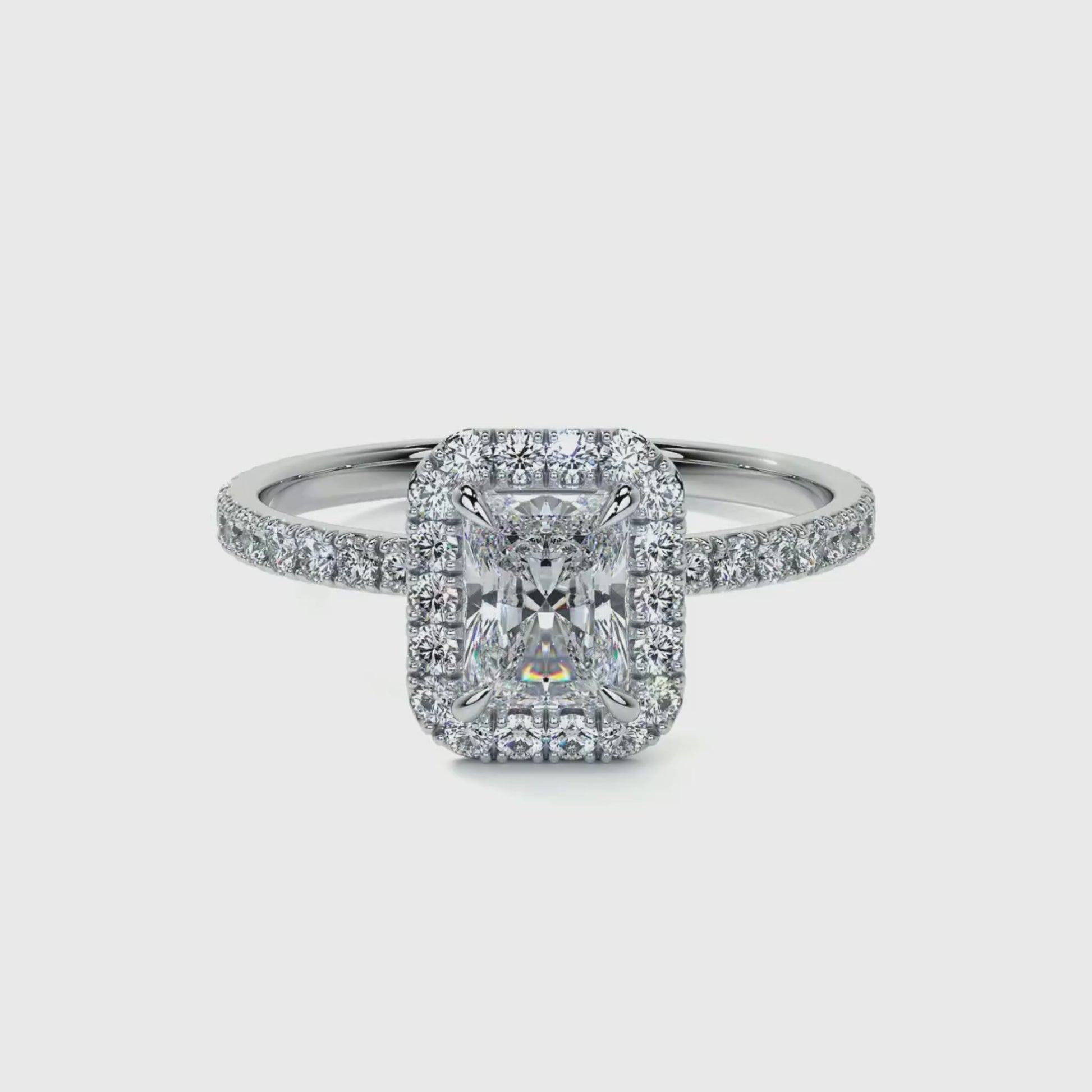 Céline Radiant-Cut Diamond Halo Engagement Ring 18K White Gold  - Natural Diamonds & Lab Grown Diamonds  - Best prices for jewelry and diamonds. The best jewelry to shop in Dubai and Abu Dhabi - Dubai Tourism. Best Shopping in Dubai Mall - Fashion Avenue, Mall of Emirates, Dubai, Palm Jumeirah and UAE. Hip-hop custom jewelry and manufacturer supplier - diamond and gold wholesaler. The best place to visit in Dubai during vacation. Richie Gold & Diamond is located in Dubai Gold Souk