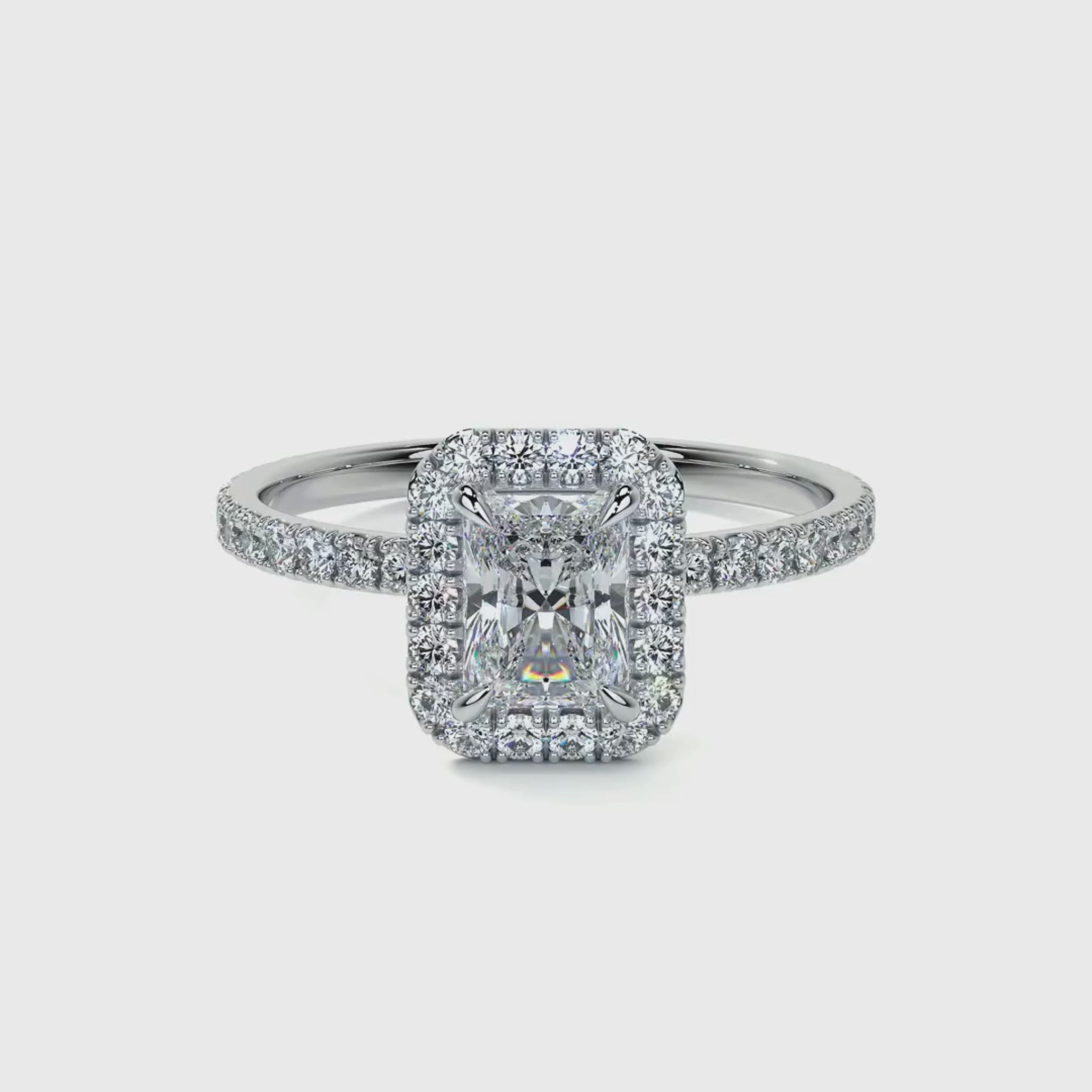 Céline Radiant-Cut Diamond Halo Engagement Ring 18K White Gold  - Natural Diamonds & Lab Grown Diamonds  - Best prices for jewelry and diamonds. The best jewelry to shop in Dubai and Abu Dhabi - Dubai Tourism. Best Shopping in Dubai Mall - Fashion Avenue, Mall of Emirates, Dubai, Palm Jumeirah and UAE. Hip-hop custom jewelry and manufacturer supplier - diamond and gold wholesaler. The best place to visit in Dubai during vacation. Richie Gold & Diamond is located in Dubai Gold Souk